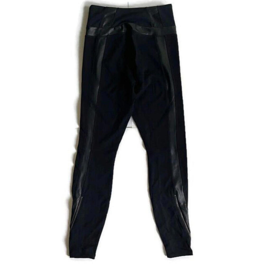 Athleta Womens Luxe Ponte Leggings Pants Black Faux Leather Zip Moto Leggings XS - Picture 4 of 6